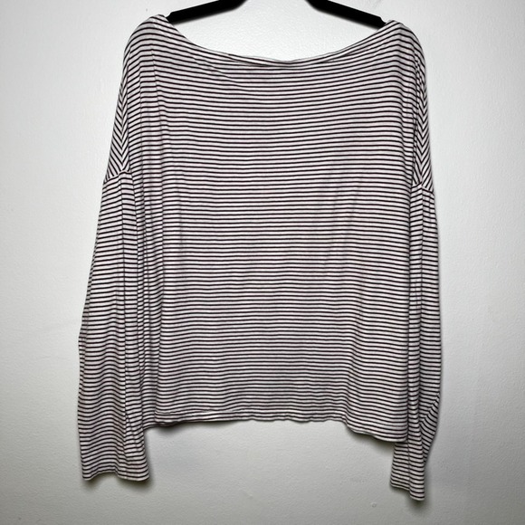 AllSaints Rita Oversized Striped T-Shirt Maroon White size small - Picture 10 of 15